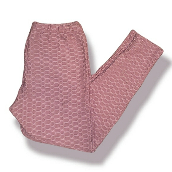 Cacia High Rise Scrunch Butt Honeycomb Bubble Texture Mauve Slimming Leggings L - Picture 5 of 16